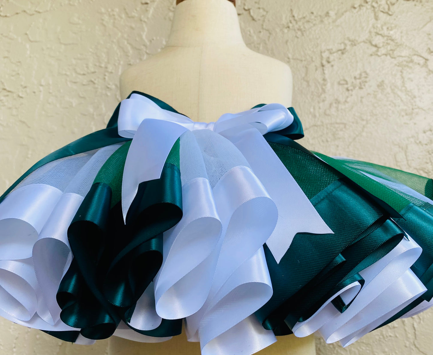 White and Hunter Green Tutu Skirt