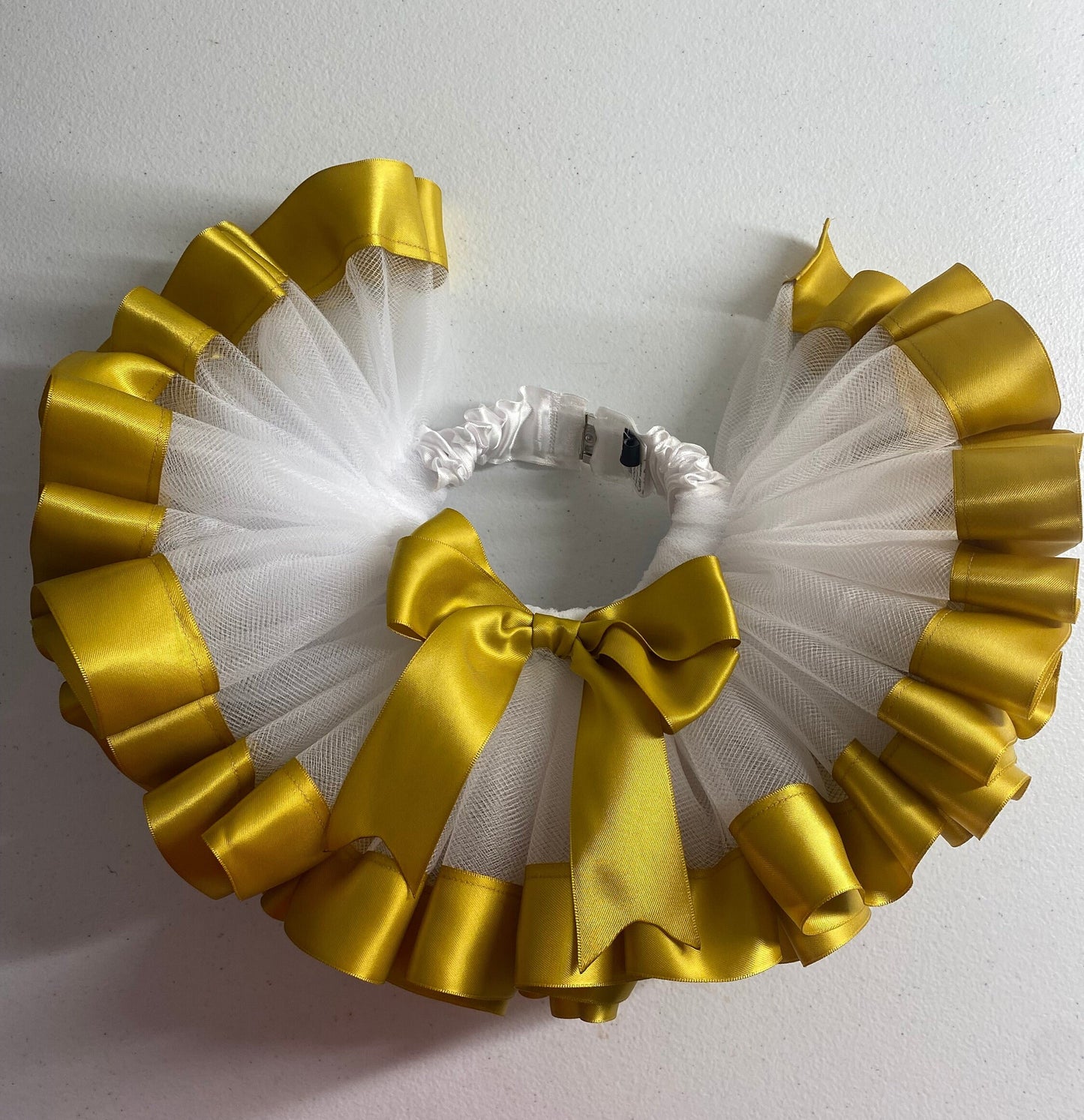 White Dog Tutu Skirt with Gold Ribbons