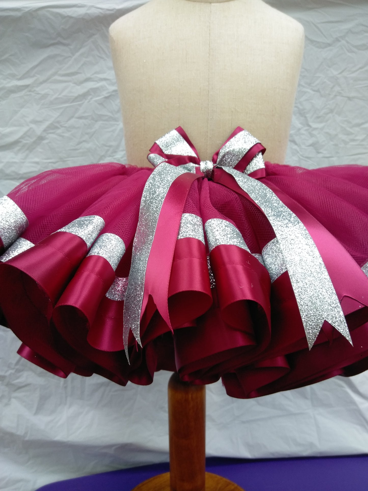 Red Wine Skirt with Glitter Ribbons