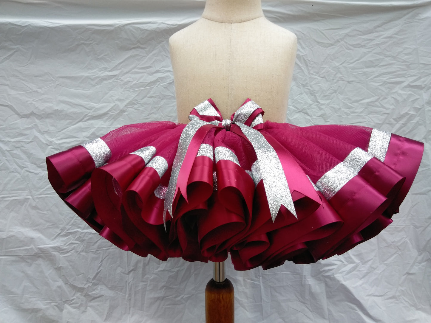 Red Wine Skirt with Glitter Ribbons