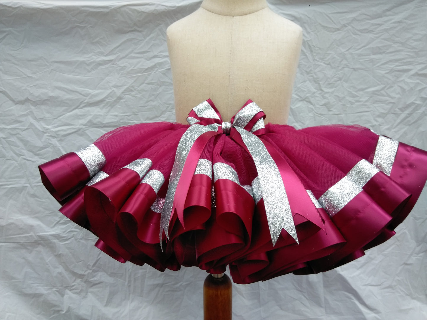 Red Wine Skirt with Glitter Ribbons