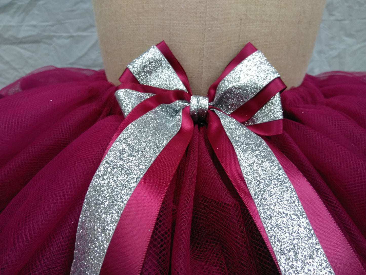 Red Wine Skirt with Glitter Ribbons