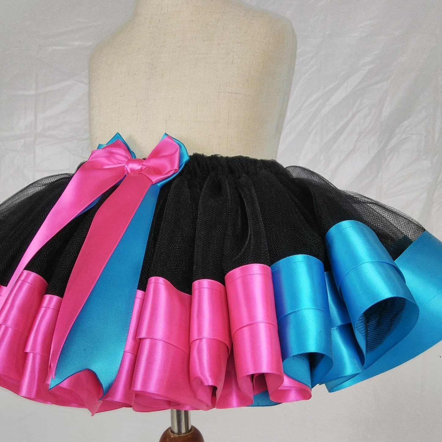 Black Skirt with Turquoise and Fuchsia Ribbons