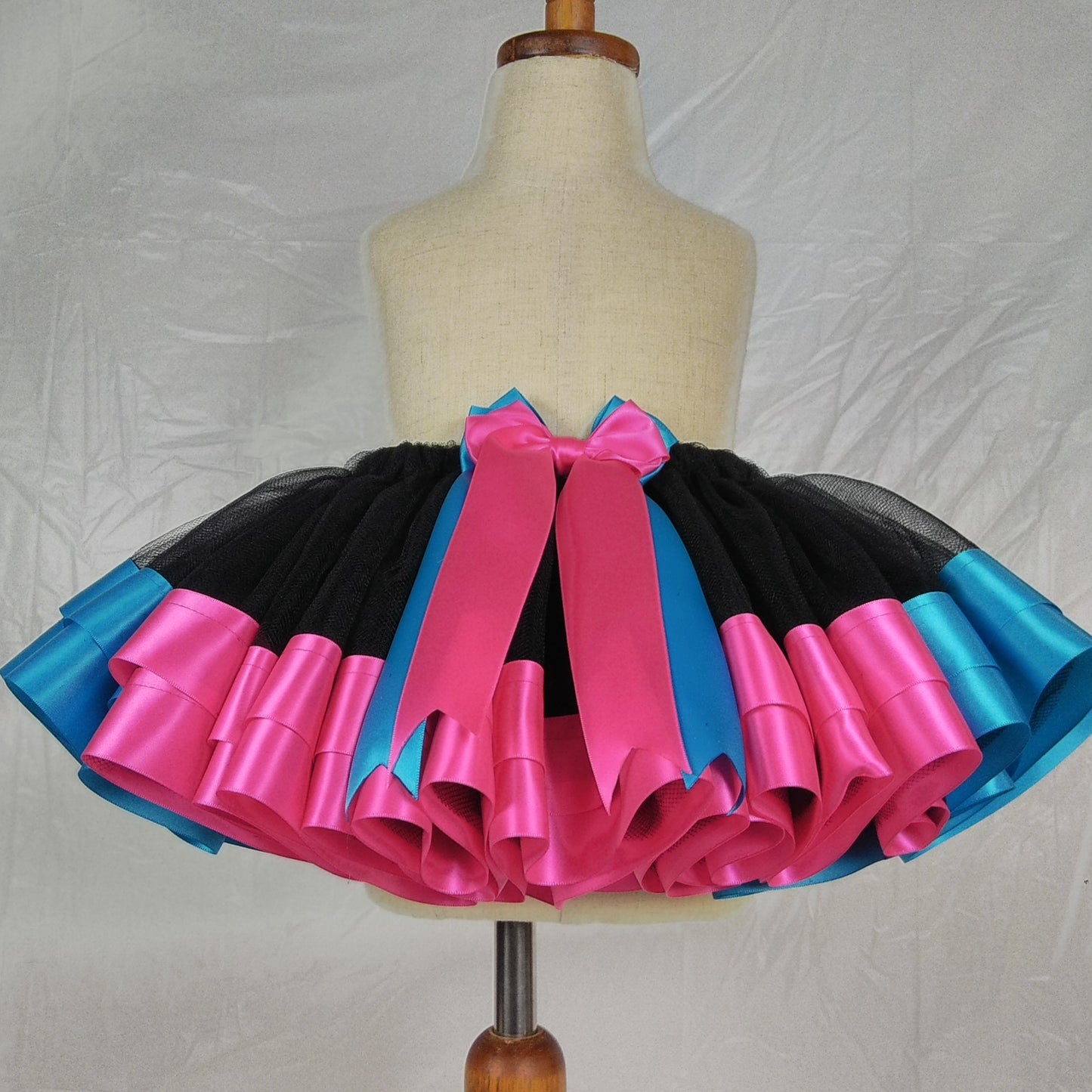 Black Skirt with Turquoise and Fuchsia Ribbons