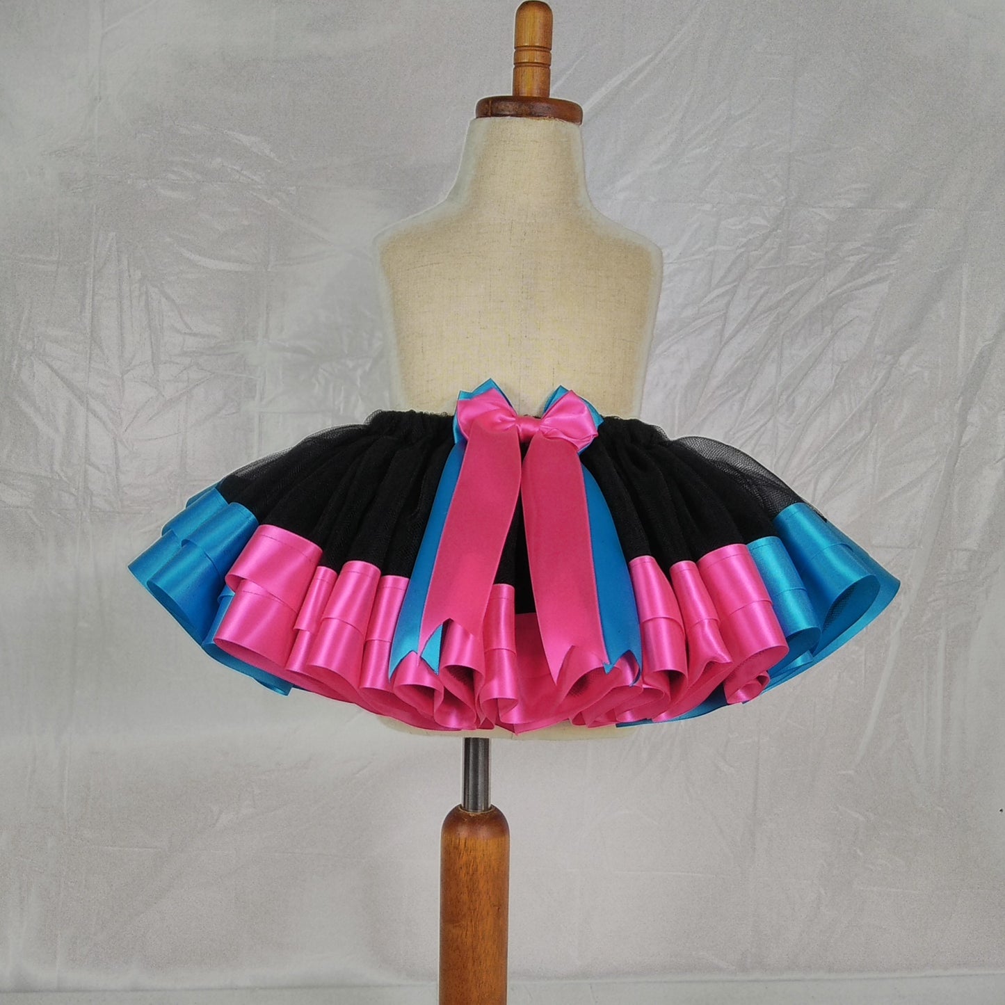 Black Skirt with Turquoise and Fuchsia Ribbons