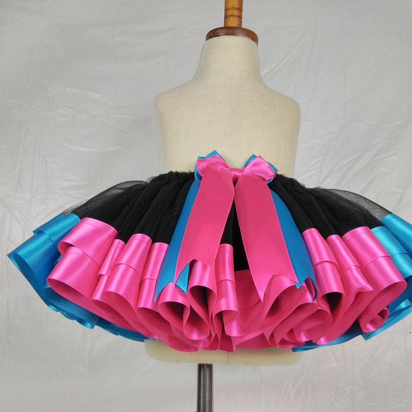 Black Skirt with Turquoise and Fuchsia Ribbons