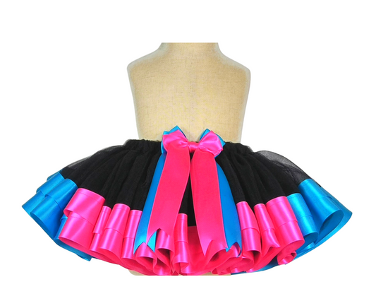 Black Skirt with Turquoise and Fuchsia Ribbons